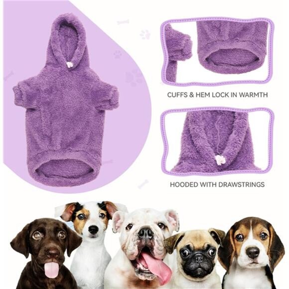 Dog Sweaters for Medium Dogs Hoodie Soft Double-Sided Plush Fleece - Picture 2 of 7